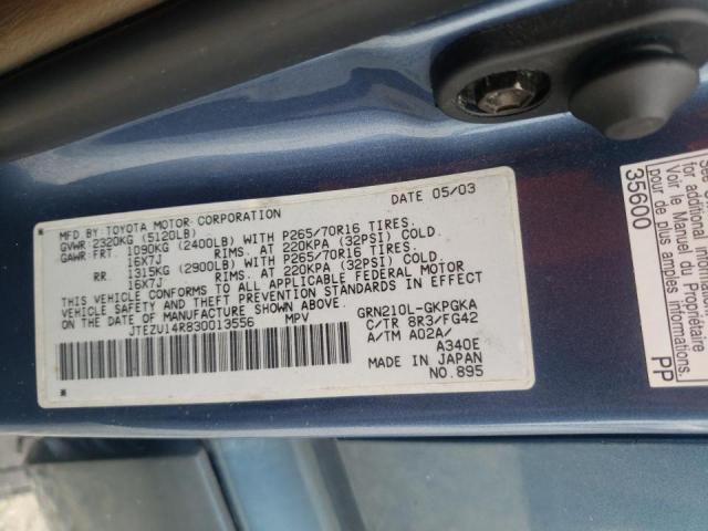 Photo 10 from auction – 2003 TOYOTA 4RUNNER SR with VIN JTEZU14R830013556
