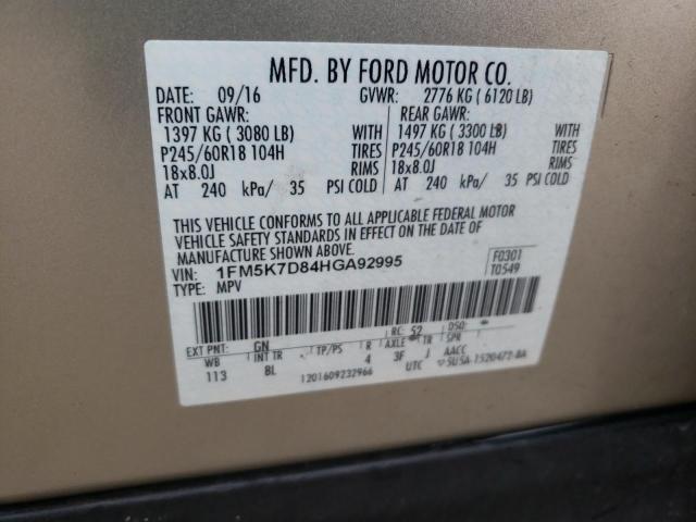 Photo 10 from auction – 2017 FORD EXPLORER X with VIN 1FM5K7D84HGA92995