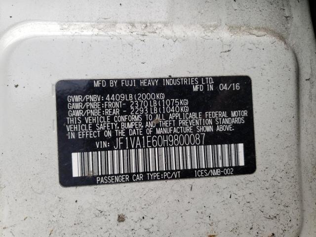 Photo 10 from auction – 2017 SUBARU WRX PREMIU with VIN JF1VA1E60H9800087