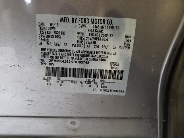 Photo 10 from auction – 2019 FORD EDGE SEL with VIN 2FMPK4J92KBC05748