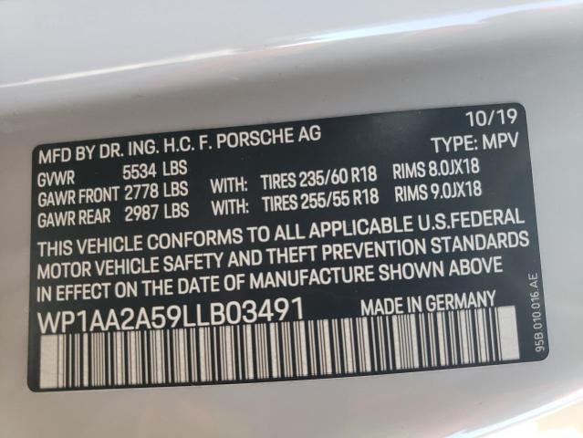 Photo 10 from auction – 2020 PORSCHE MACAN with VIN WP1AA2A59LLB03491