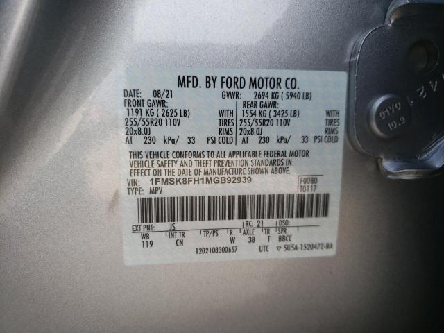 Photo 10 from auction – 2021 FORD EXPLORER L with VIN 1FMSK8FH1MGB92939