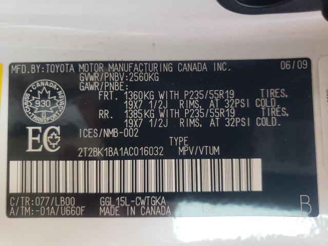 Photo 10 from auction – 2010 LEXUS RX 350 with VIN 2T2BK1BA1AC016032