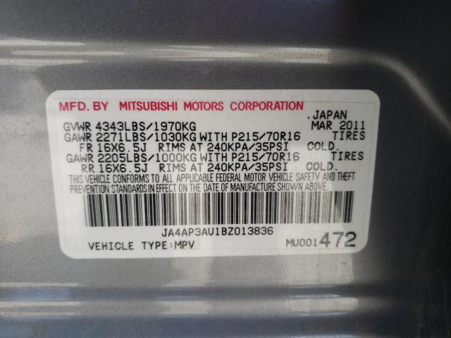 Photo 10 from auction – 2011 MITSUBISHI OUTLANDER with VIN JA4AP3AU1BZ013836