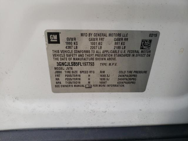 Photo 10 from auction – 2015 CHEVROLET TRAX 1LT with VIN 3GNCJLSB5FL197793
