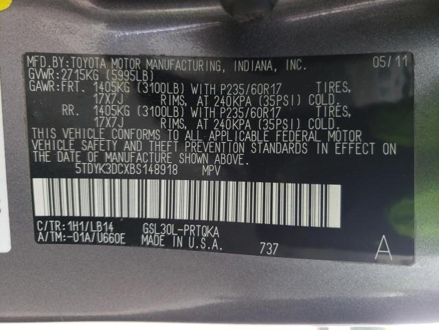 Photo 10 from auction – 2011 TOYOTA SIENNA XLE with VIN 5TDYK3DCXBS148918