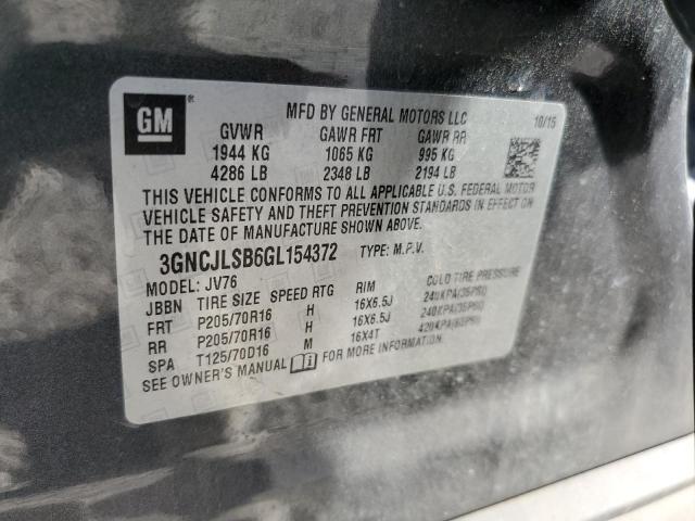 Photo 10 from auction – 2016 CHEVROLET TRAX 1LT with VIN 3GNCJLSB6GL154372