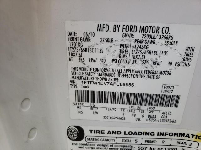 Photo 10 from auction – 2010 FORD F150 SUPER with VIN 1FTFW1EV7AFC88956