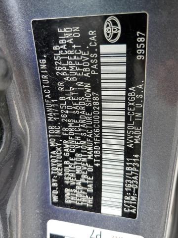 Photo 10 from auction – 2012 TOYOTA CAMRY HYBR with VIN 4T1BD1FK6CU002887