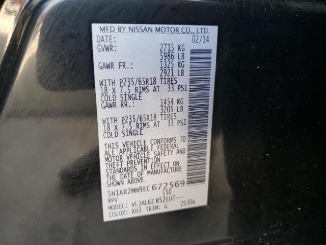 Photo 10 from auction – 2014 NISSAN PATHFINDER with VIN 5N1AR2MN9EC672569