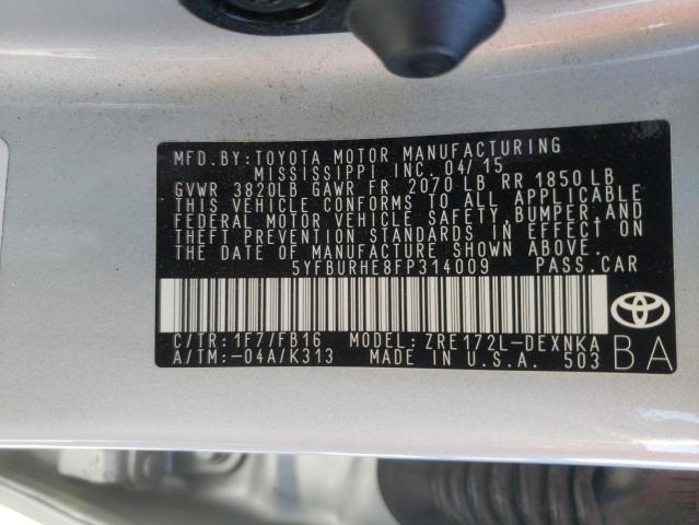 Photo 10 from auction – 2015 TOYOTA COROLLA L with VIN 5YFBURHE8FP314009