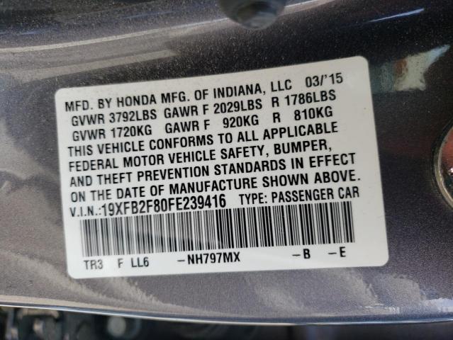 Photo 10 from auction – 2015 HONDA CIVIC EX with VIN 19XFB2F80FE239416