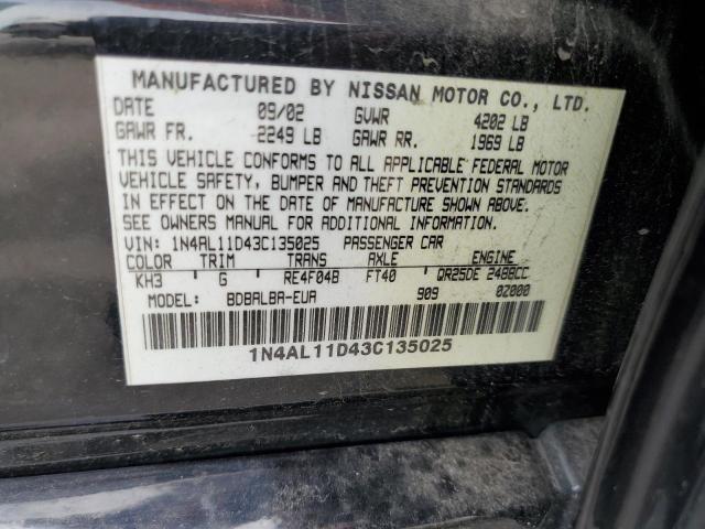 Photo 10 from auction – 2003 NISSAN ALTIMA BAS with VIN 1N4AL11D43C135025
