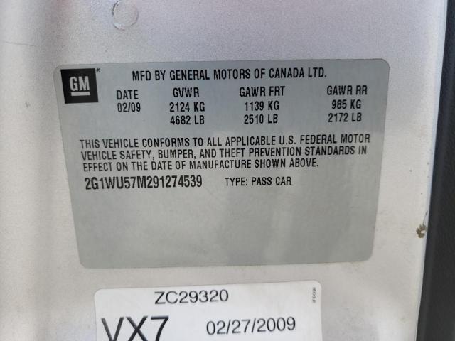 Photo 10 from auction – 2009 CHEVROLET IMPALA LTZ with VIN 2G1WU57M291274539