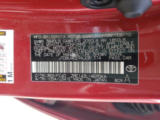 Photo 10 from auction – 2010 TOYOTA COROLLA BA with VIN JTDBU4EE9AJ081374