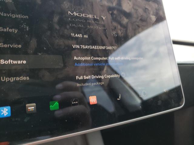 Photo 8 from auction – 2022 TESLA MODEL Y with VIN 7SAYGAEE6NF349717