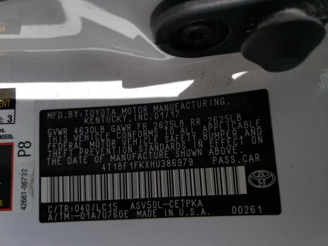 Photo 10 from auction – 2017 TOYOTA CAMRY LE with VIN 4T1BF1FKXHU386979