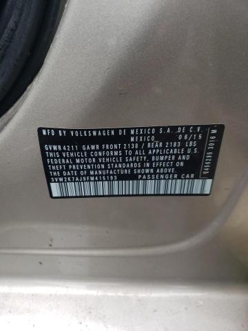 Photo 10 from auction – 2015 VOLKSWAGEN JETTA BASE with VIN 3VW2K7AJ9FM415193