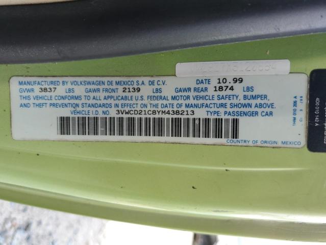 Photo 10 from auction – 2000 VOLKSWAGEN NEW BEETLE with VIN 3VWCD21C8YM438213