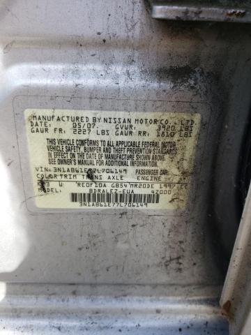 Photo 10 from auction – 2007 NISSAN SENTRA with VIN 3N1AB61E77L706149