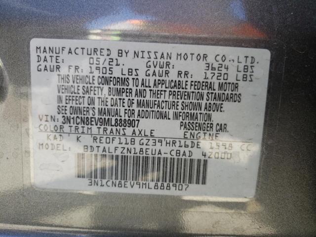 Photo 10 from auction – 2021 NISSAN VERSA SV with VIN 3N1CN8EV9ML888907