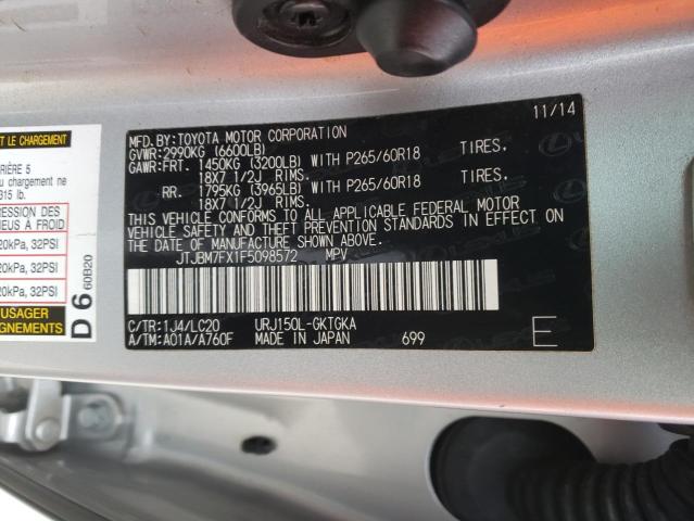 Photo 10 from auction – 2015 LEXUS GX 460 with VIN JTJBM7FX1F5098572