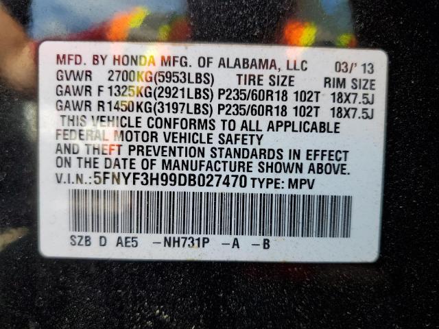 Photo 10 from auction – 2013 HONDA PILOT TOUR with VIN 5FNYF3H99DB027470