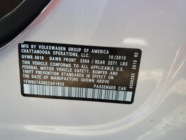 Photo 10 from auction – 2014 VOLKSWAGEN PASSAT SE with VIN 1VWBS7A39EC041623