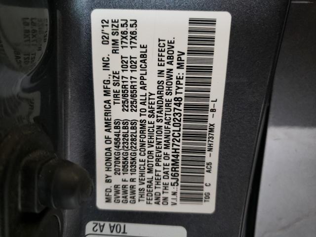 Photo 10 from auction – 2012 HONDA CR-V EXL with VIN 5J6RM4H72CL023748