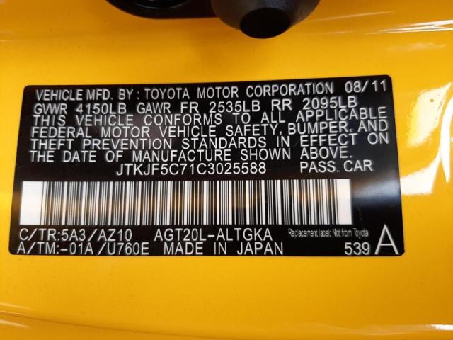 Photo 10 from auction – 2012 TOYOTA SCION TC with VIN JTKJF5C71C3025588