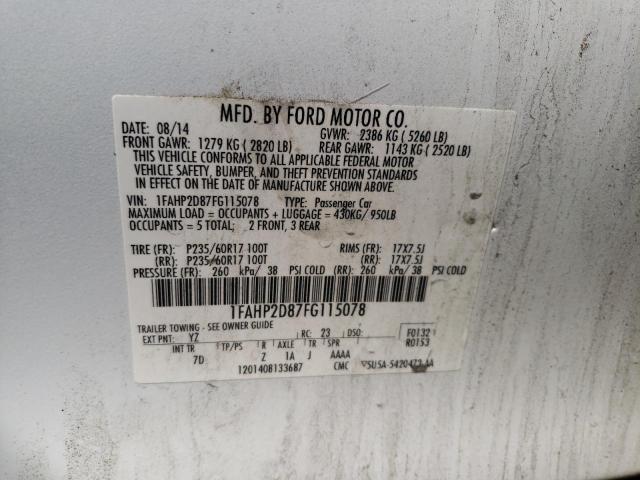 Photo 10 from auction – 2015 FORD TAURUS SE with VIN 1FAHP2D87FG115078