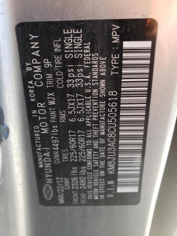 Photo 10 from auction – 2012 HYUNDAI TUCSON GLS with VIN KM8JU3AC8CU505618
