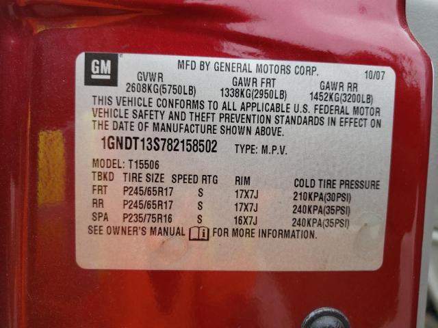 Photo 10 from auction – 2008 CHEVROLET TRAILBLAZE with VIN 1GNDT13S782158502