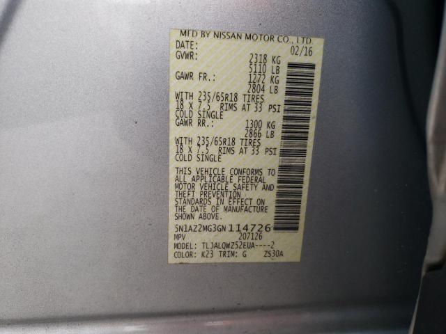 Photo 10 from auction – 2016 NISSAN MURANO S with VIN 5N1AZ2MG3GN114726