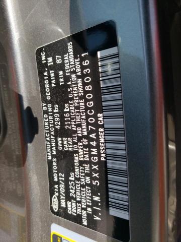 Photo 10 from auction – 2012 KIA OPTIMA LX with VIN 5XXGM4A70CG080361