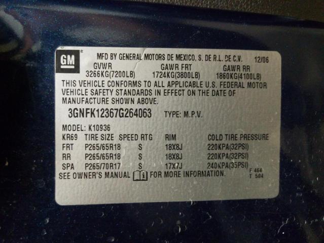 Photo 10 from auction – 2007 CHEVROLET AVALANCHE with VIN 3GNFK12367G264063