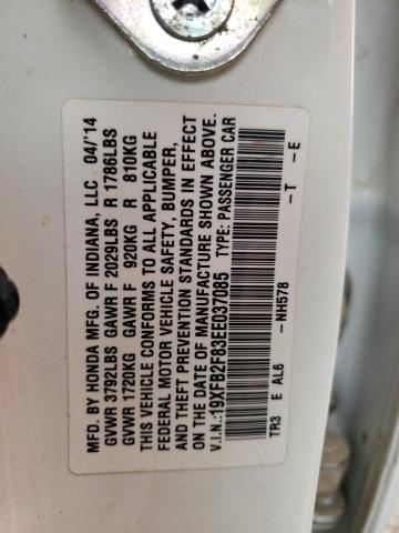 Photo 10 from auction – 2014 HONDA CIVIC EX with VIN 19XFB2F83EE037085