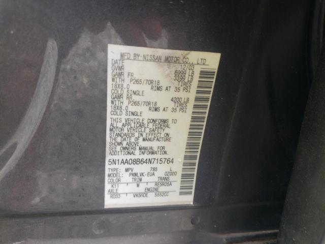Photo 10 from auction – 2004 NISSAN ARMADA SE with VIN 5N1AA08B64N715764