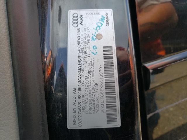 Photo 10 from auction – 2003 AUDI A4 3.0 with VIN WAUJT68EX3A189797