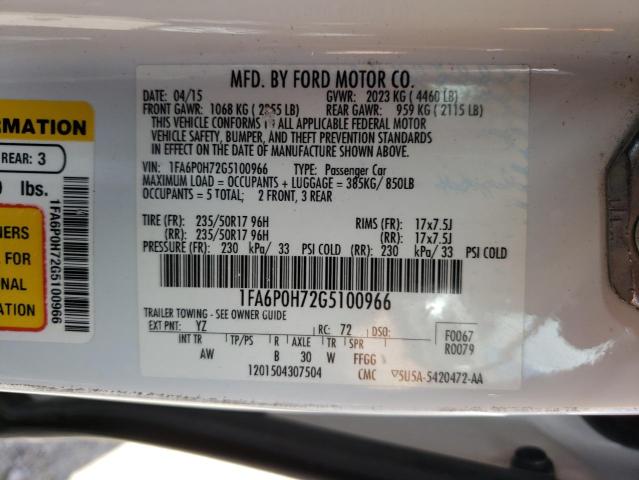 Photo 10 from auction – 2016 FORD FUSION SE with VIN 1FA6P0H72G5100966