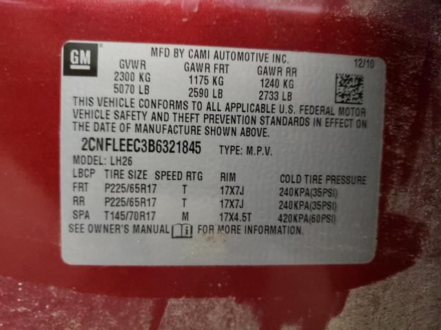 Photo 10 from auction – 2011 CHEVROLET EQUINOX LT with VIN 2CNFLEEC3B6321845