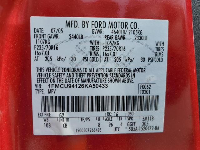 Photo 10 from auction – 2006 FORD ESCAPE LIM with VIN 1FMCU94126KA50433