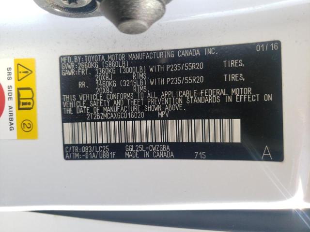 Photo 10 from auction – 2016 LEXUS RX 350 BAS with VIN 2T2BZMCAXGC016020