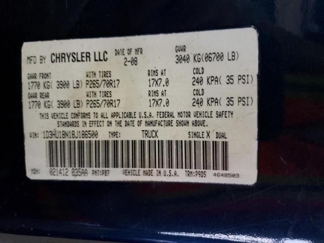 Photo 10 from auction – 2008 DODGE RAM 1500 S with VIN 1D3HU18N18J186500