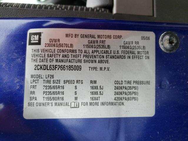 Photo 10 from auction – 2006 PONTIAC TORRENT with VIN 2CKDL63F266185009