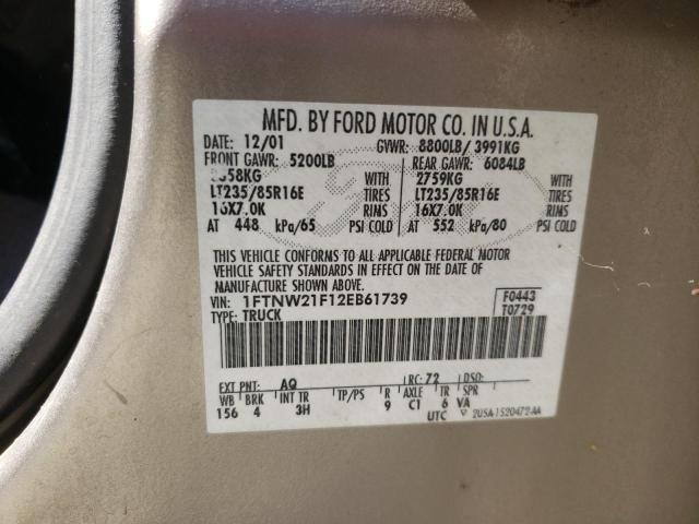 Photo 10 from auction – 2002 FORD F250 SUPER with VIN 1FTNW21F12EB61739