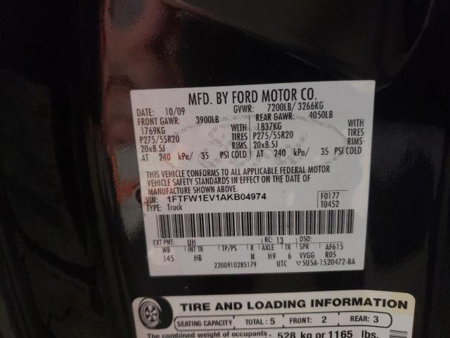 Photo 10 from auction – 2010 FORD F150 SUPER with VIN 1FTFW1EV1AKB04974