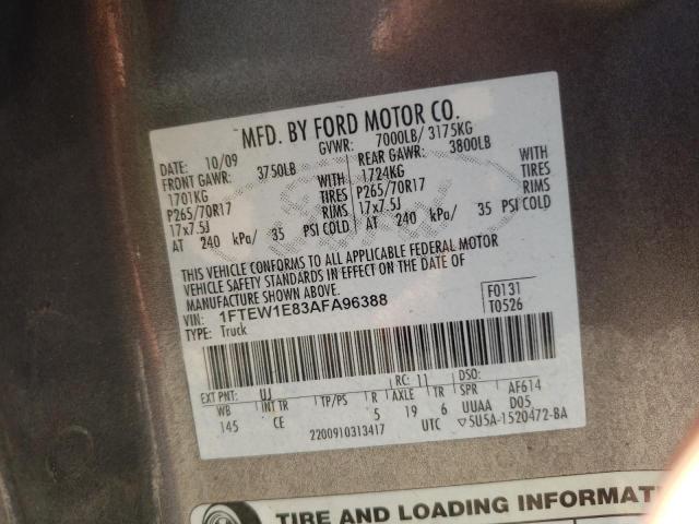 Photo 10 from auction – 2010 FORD F150 SUPER with VIN 1FTEW1E83AFA96388