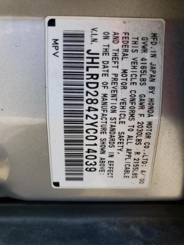 Photo 10 from auction – 2000 HONDA CR-V LX with VIN JHLRD2842YC014039
