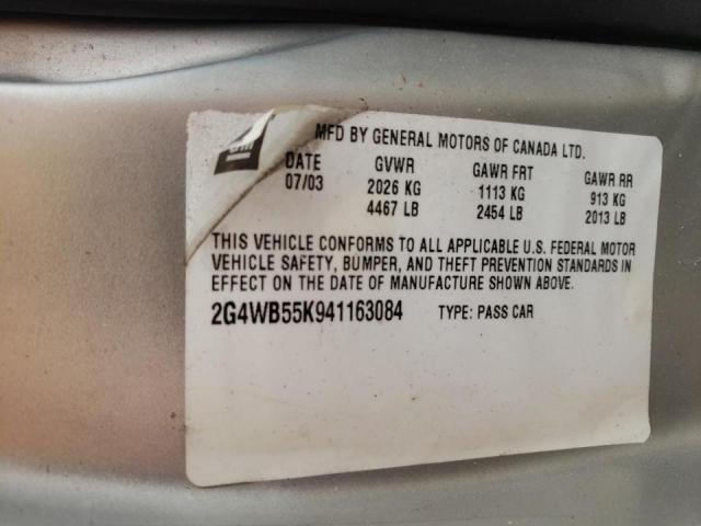 Photo 10 from auction – 2004 BUICK REGAL LS with VIN 2G4WB55K941163084